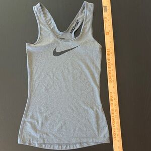Nike Gray Racerback Athletic Tank Top with Black Swoosh xs